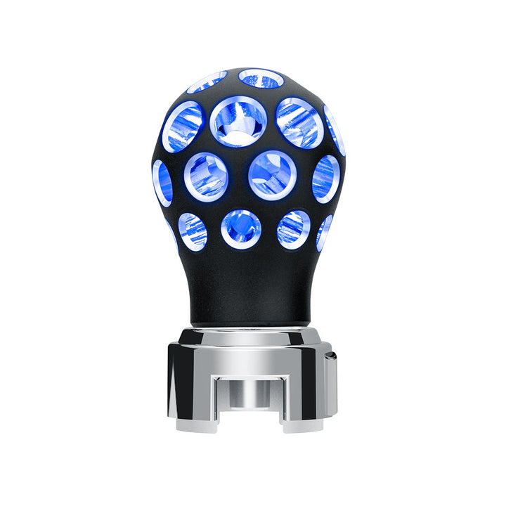 Thread-On Matte Black Phoenix Style Ball Gearshift Knob With LED 13/15/18 Speed Adapter - Blue LED