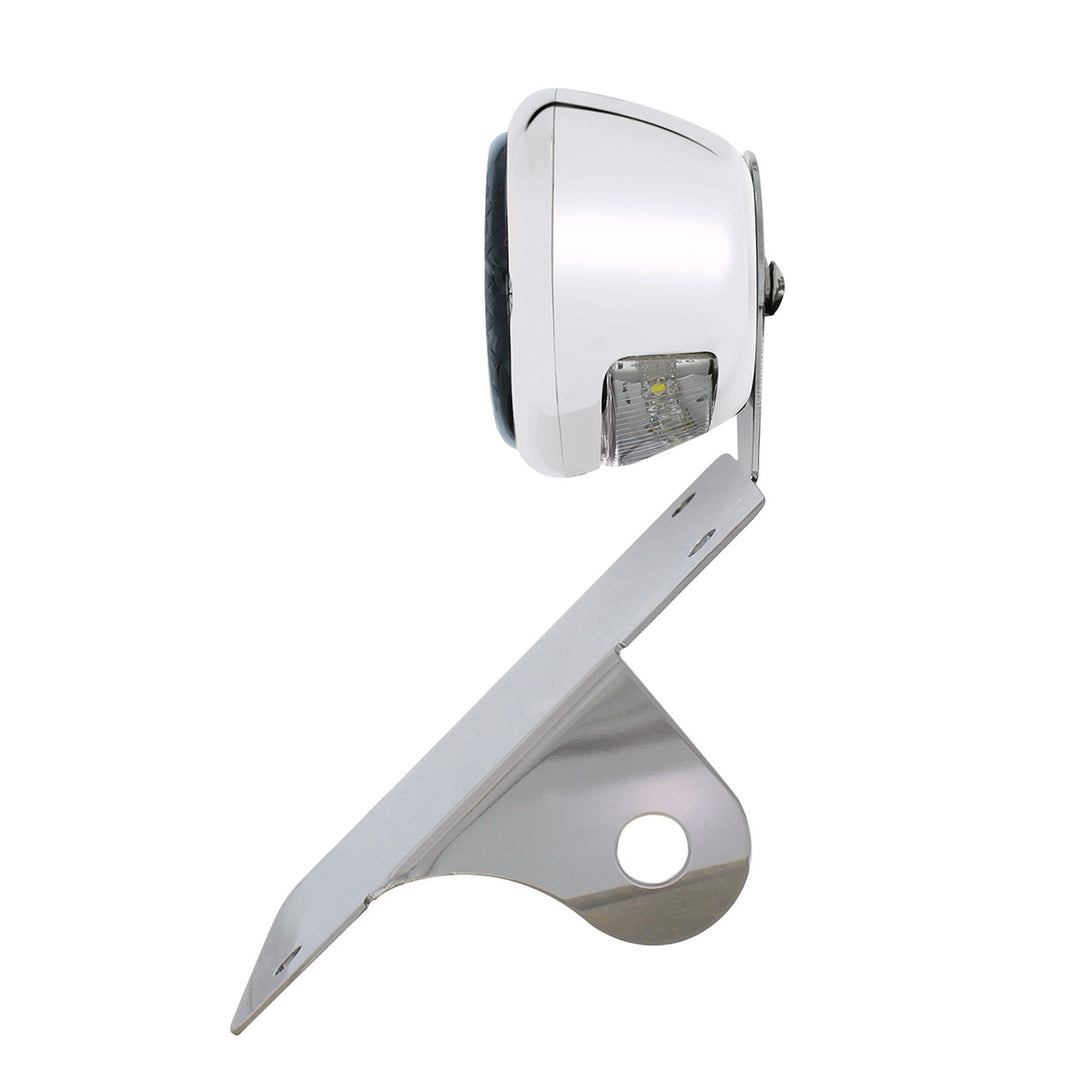 Chrome Vertical Side Mount License Bracket For Motorcycle With 1933-36 Ford Style LED Tail Light