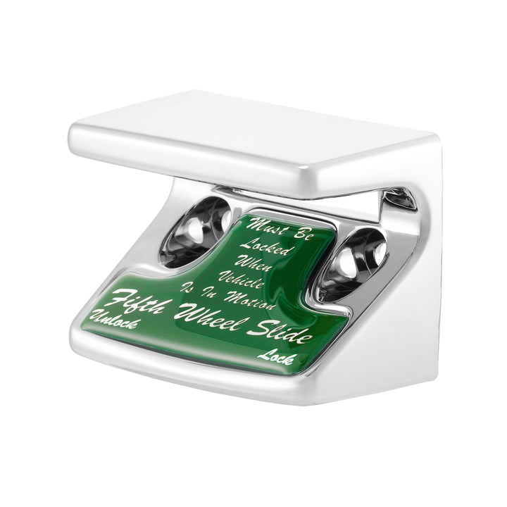 Chrome Plastic Fifth Wheel Switch Guard With Glossy Sticker For 1990-2010 Freightliner Classic - Green Sticker