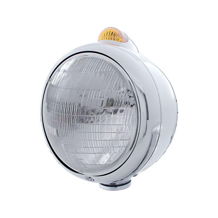 Stainless Steel Guide 682-C Headlight 6014 &amp; Dual Mode LED Signal - Amber Lens
