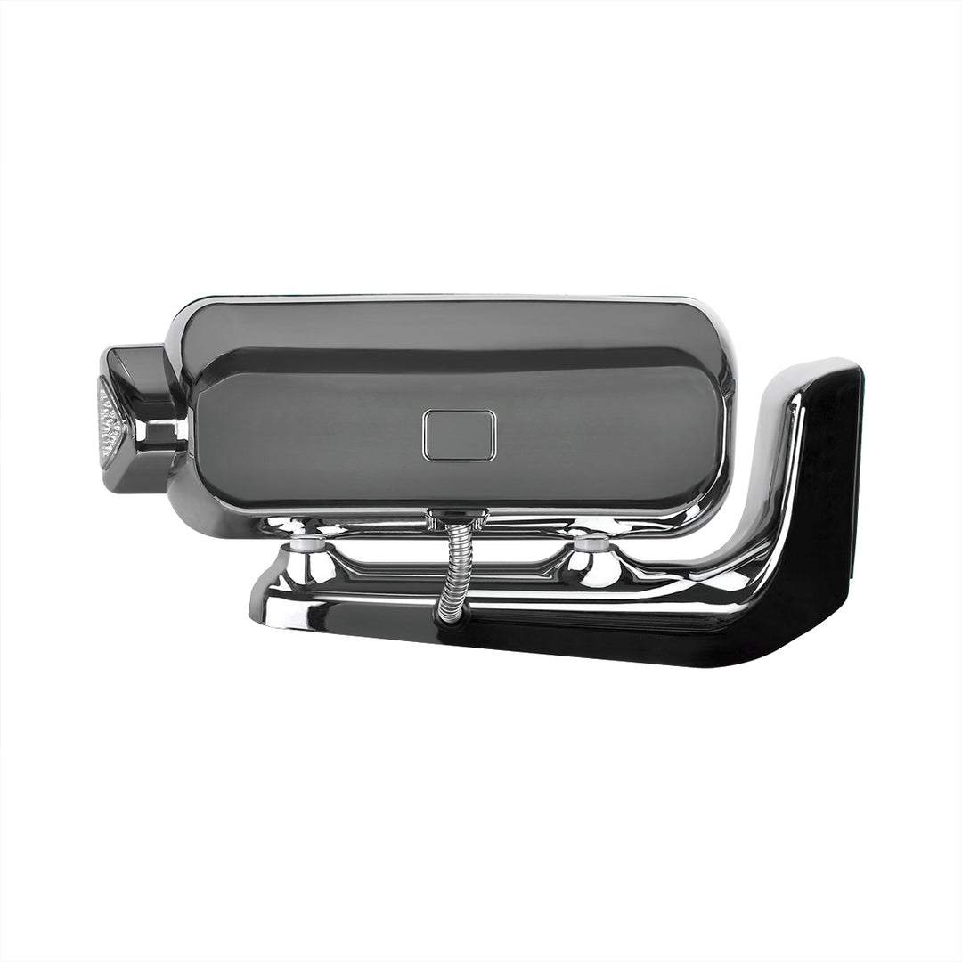 High Power LED Chrome Projection Headlight Assembly With Mounting Arm &amp; Turn Signal - Driver