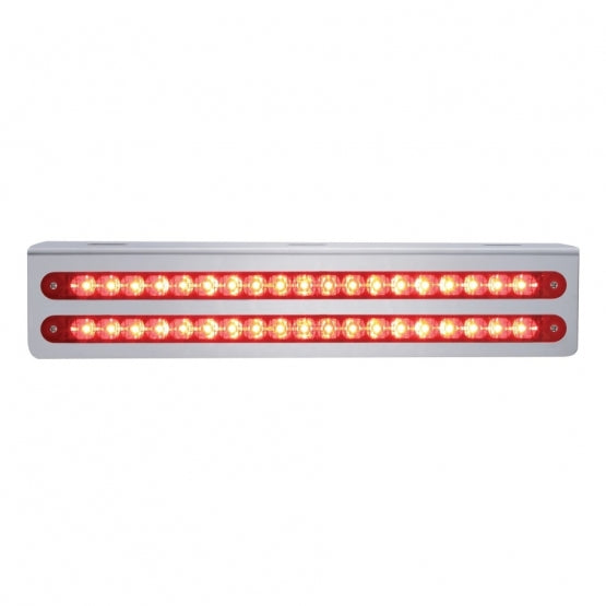 12-3/4" Stainless Light Bracket With 2 x 19 LED 12" Light Bars - Red LED/Red Lens