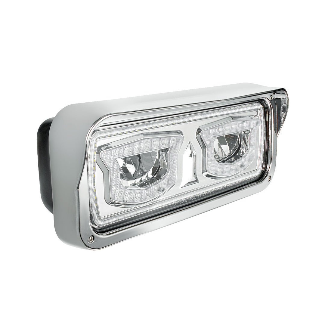 High Power Chrome LED Headlight With Turn Signal And Position Light - Driver