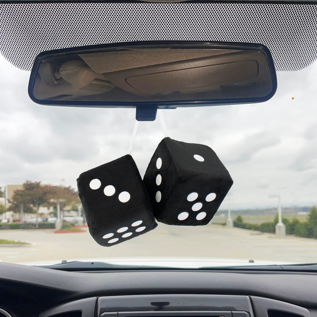 3" x 3" Classic Fuzzy Dice, Black (Pair)