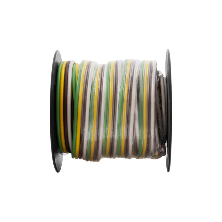 Trailer Wire Bonded - Rated 80°C 16 AWG 4 - Way, Wht/Brn/Ylw/Grn 25 Ft.