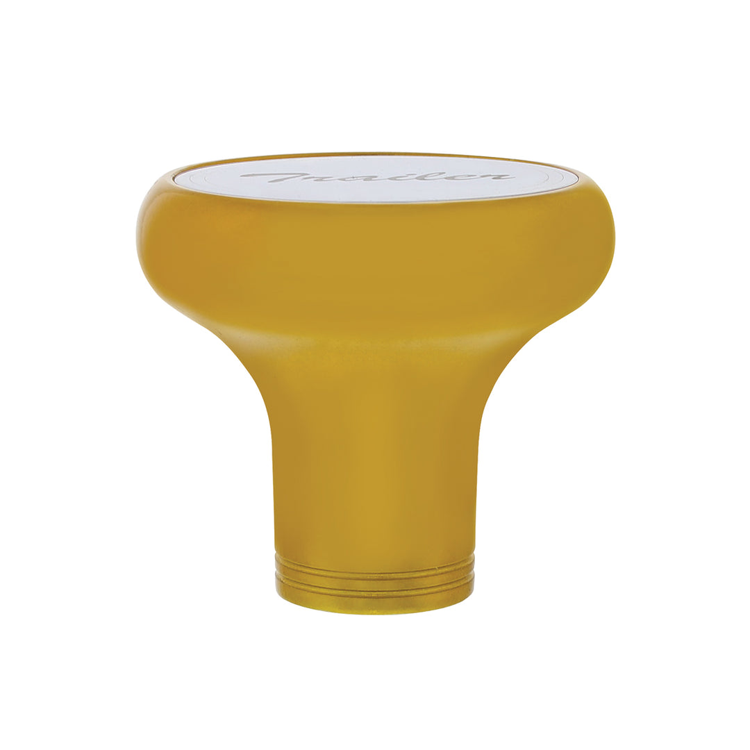 Deluxe Aluminum Screw-On Air Valve Knob With Stainless Trailer Plaque - Electric Yellow
