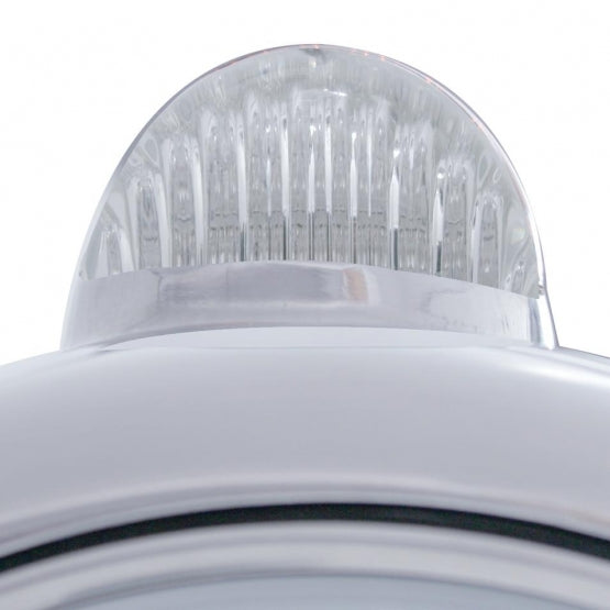 Stainless Steel Guide 682-C Headlight H4 With 6 Amber LED &amp; LED Signal - Clear Lens
