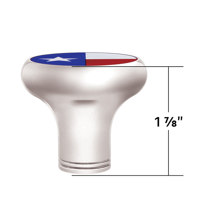 1/2" - 13 Thread-On Gearshift Knob With Texas Flag Sticker - Chrome