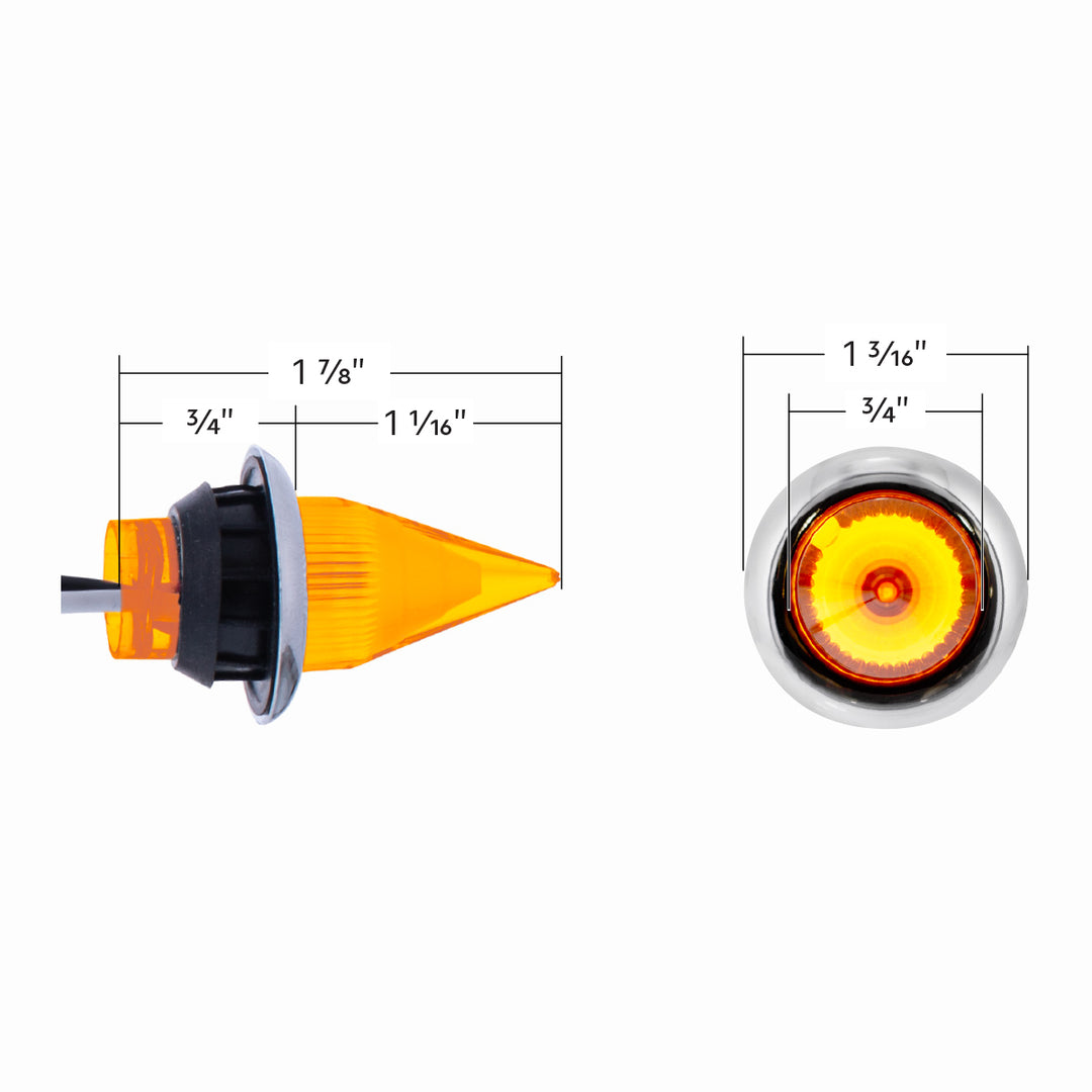 4 LED Dual Function 3/4" Mini Spike Light With Stainless Steel Bezel (Clearance/Marker) - Amber LED/Amber Lens