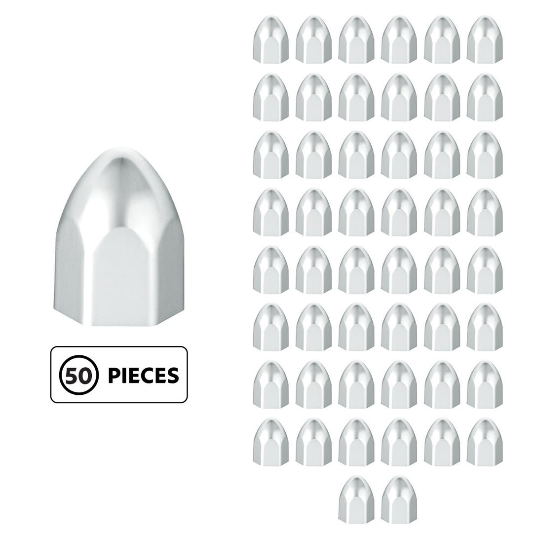 1/2" x 15/16" Chrome Plastic Bullet Nut Cover - Push-On (50-Pack)