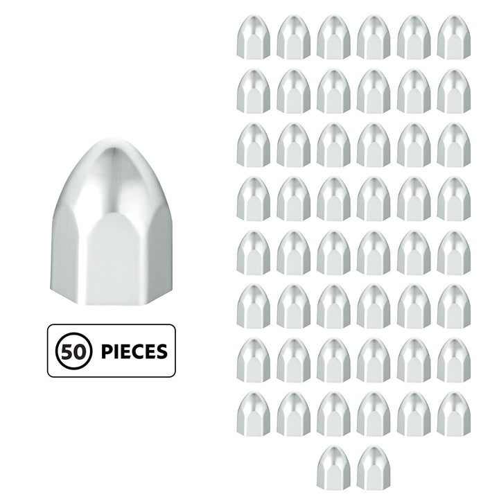1/2" x 15/16" Chrome Plastic Bullet Nut Cover - Push-On (50-Pack)