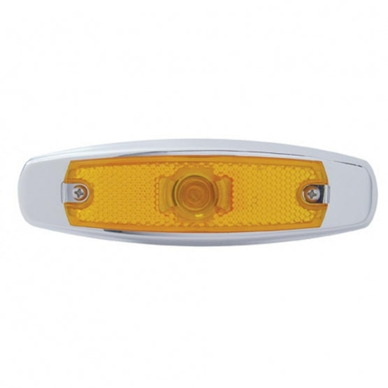 Single Halogen Bulb Light (Clearance/Marker) With Stainless Steel Bezel - Amber Lens