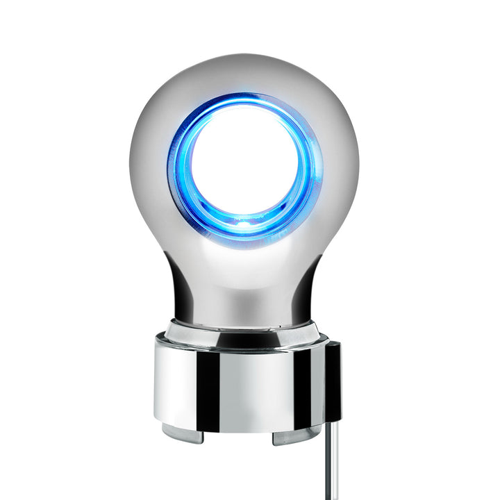 Thread-On Chrome Charlotte Style Gearshift Knob With LED 9/10 Speed Adapter - Blue LED