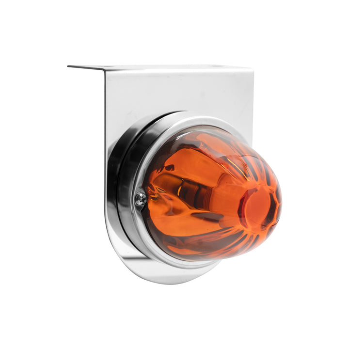 Dual Function Glass Watermelon Light With Stainless Steel Light Bracket Kit With LED Bulb - Amber LED/Amber Lens