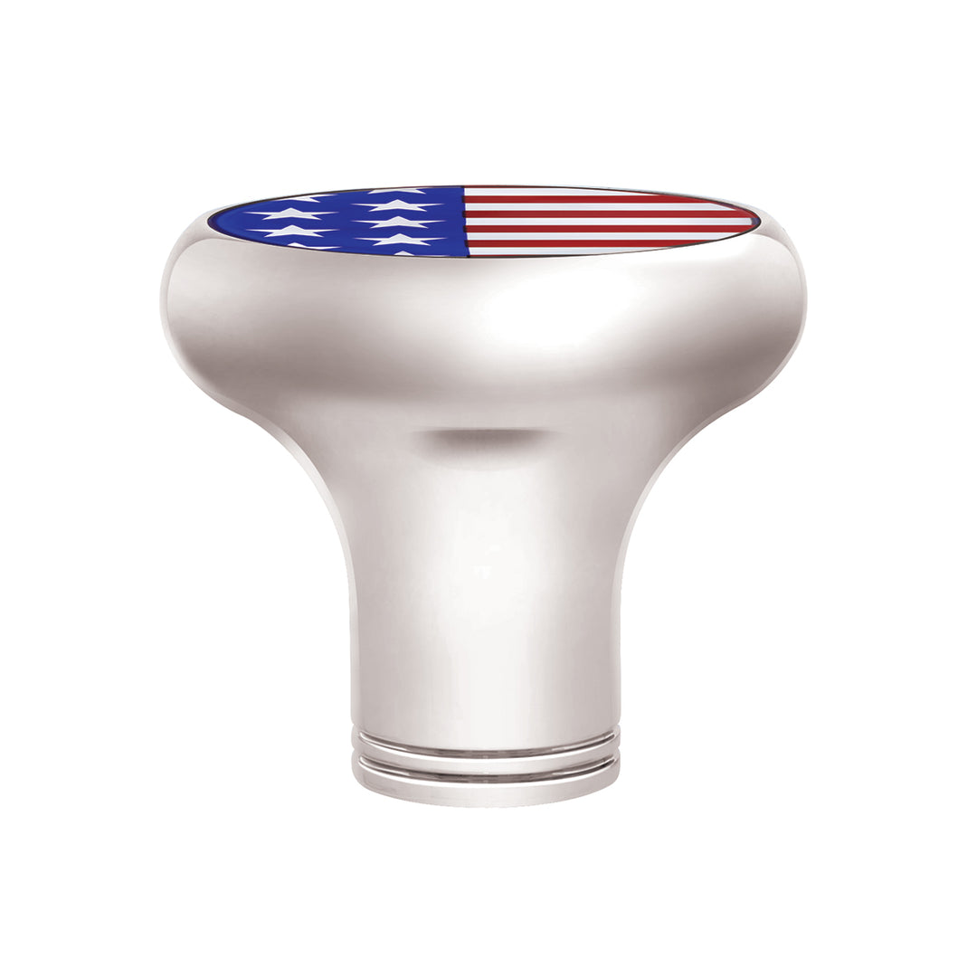 1/2" - 13 Thread-On Gearshift Knob With USA Flag Sticker - Chrome