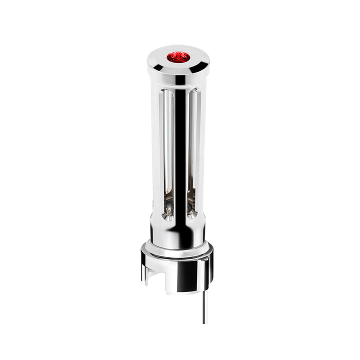 Thread-On Chrome Sonoma Style Gearshift Knob With LED 13/15/18 Speed Adapter - Red Crystal/Red LED