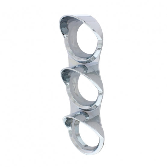 Chrome Small 3 - Gauge Bezel With Visor For Mack