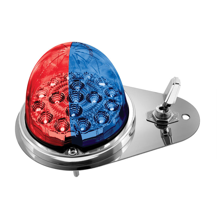 304 Stainless Steel Above Door Dome Light Kit W/ 17 LED Double Fury Watermelon For 1994-2025 KW W900 - Red &amp; Blue LED