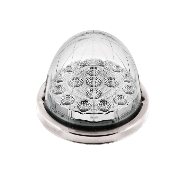 17 LED Watermelon Dual Function Double Fury Light Flush Mount Kit With Low Profile Stainless Steel Bezel - Amber &amp; Red LED