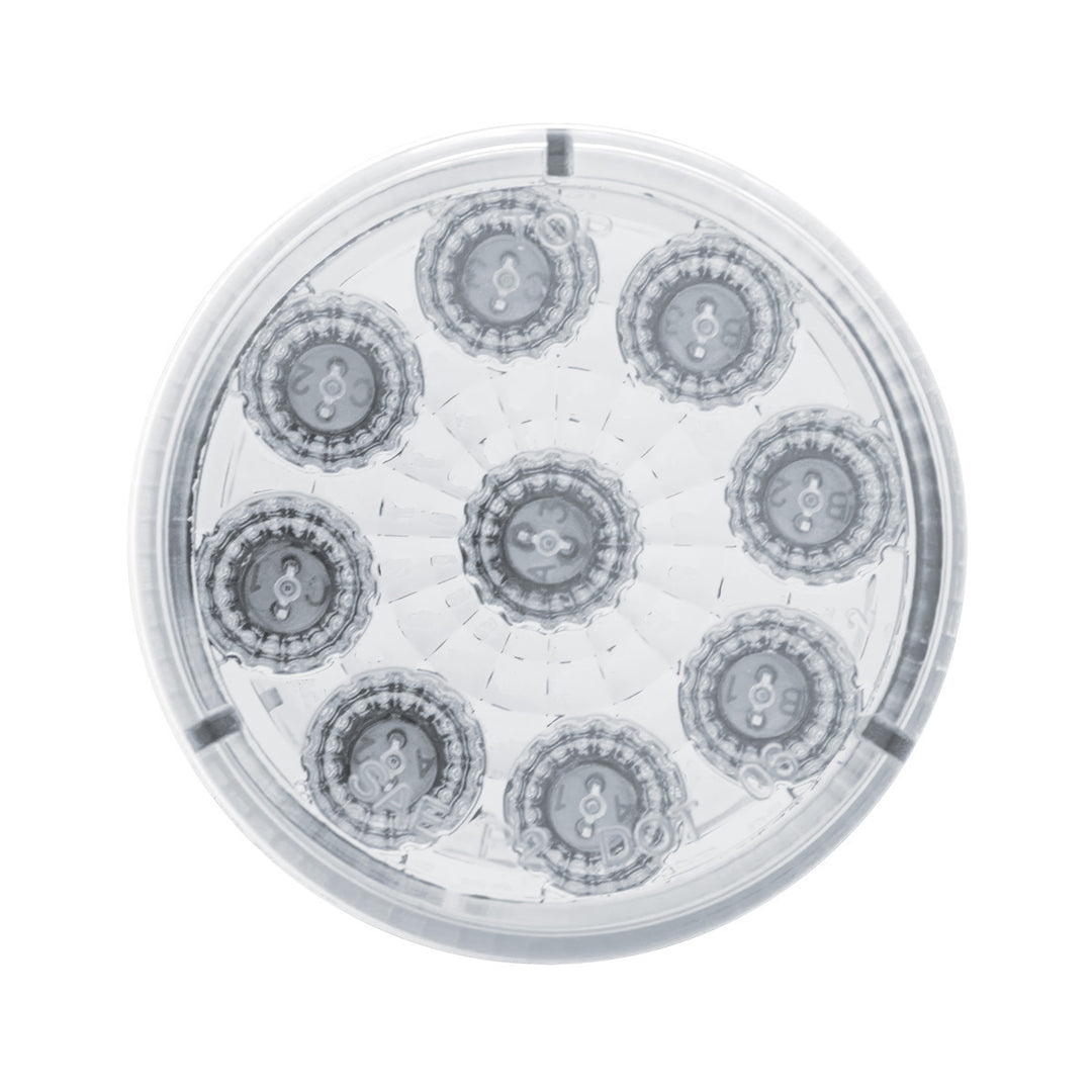 9 LED 2" Round Reflector Light (Clearance/Marker) - Amber LED/Clear Lens (Bulk)