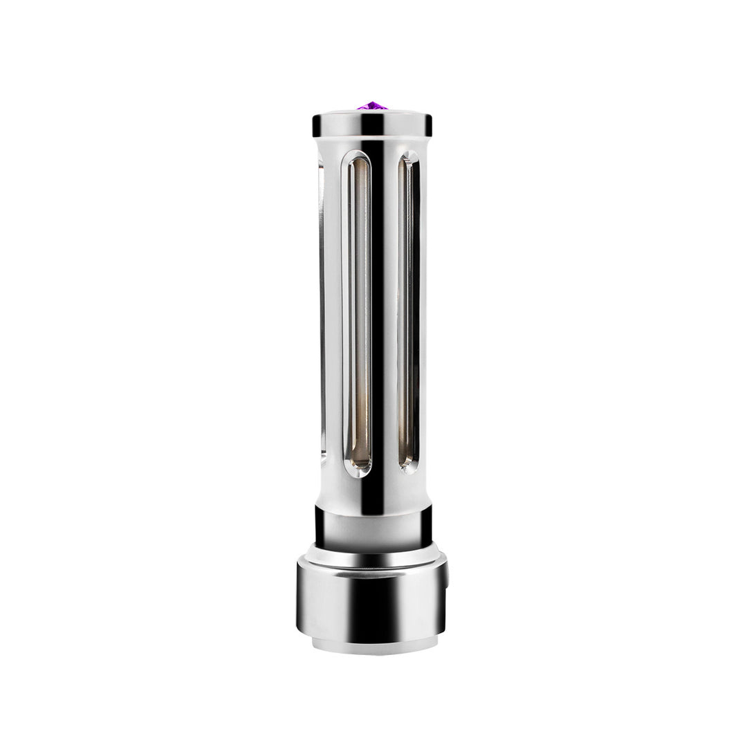 Thread-On Chrome Sonoma Style Gearshift Knob With LED 13/15/18 Speed Adapter - Purple Crystal/Purple LED