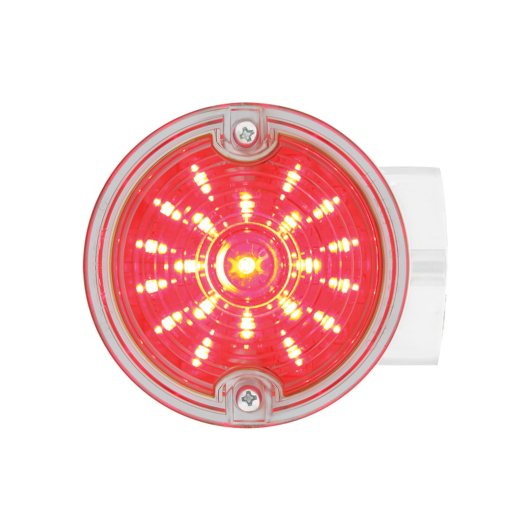 21 LED 3-1/4" Signal Light For Harley Motorcycle With Housing - Red LED/Clear Lens