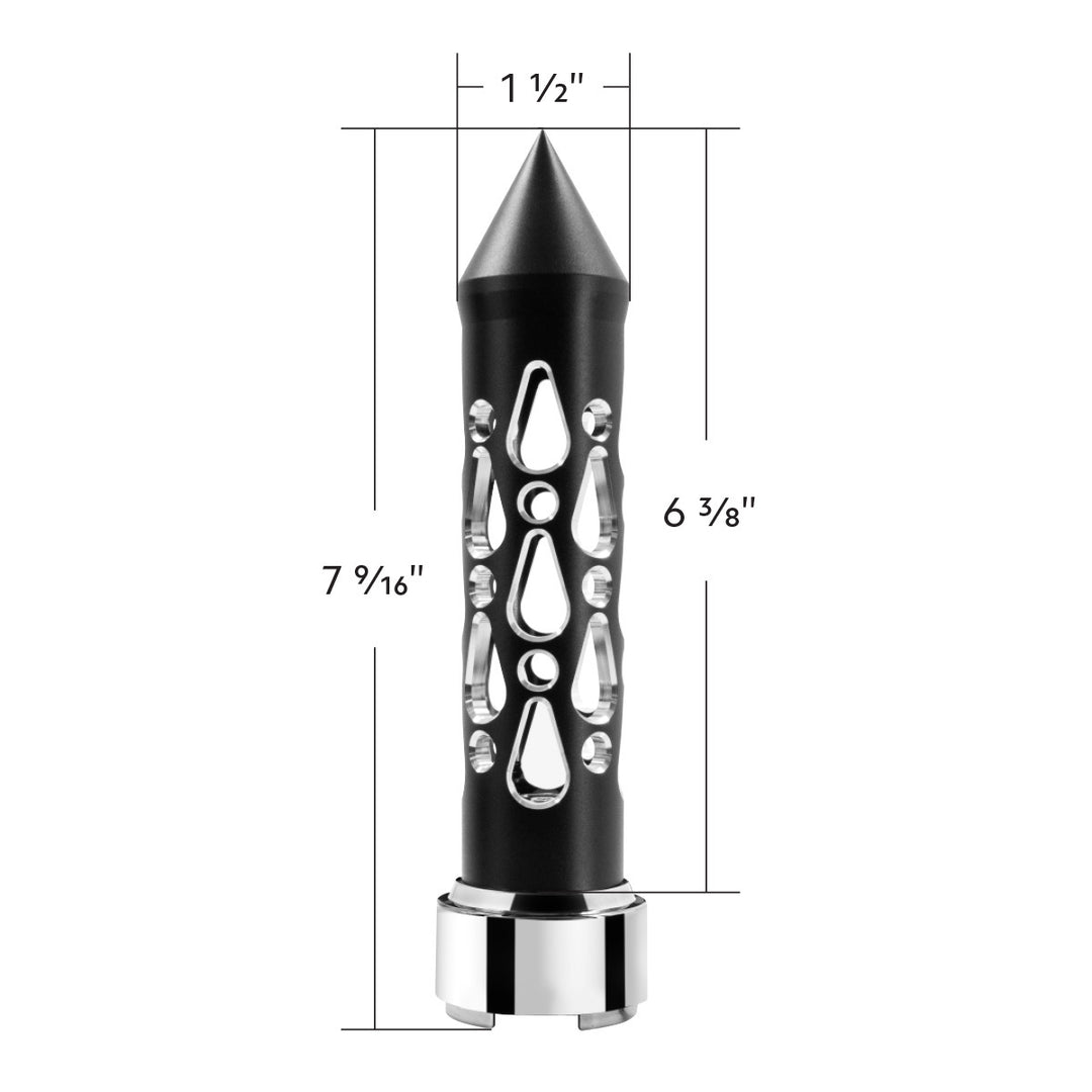 Thread-On Brooklyn Style Spike Gearshift Knob With 9/10 Speed Adapter - Matte Black/Vertical