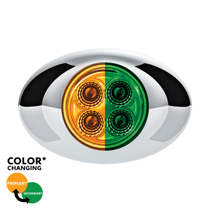 4 LED Double Fury Light (Clearance/Marker) - Amber &amp; Green LED/Clear Lens