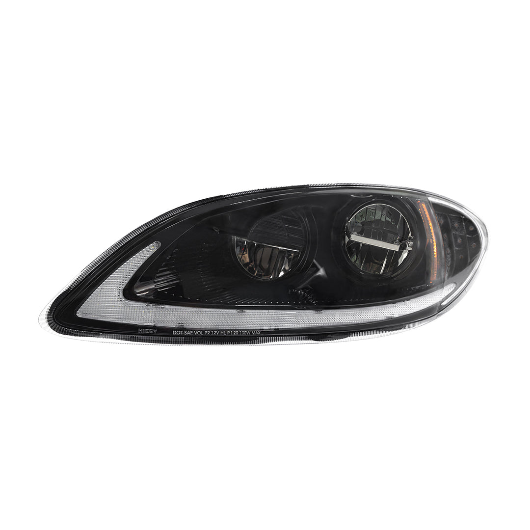 Blackout LED Headlight With LED Light Bar &amp; Turn Signal For 2006-2017 International Prostar - Driver