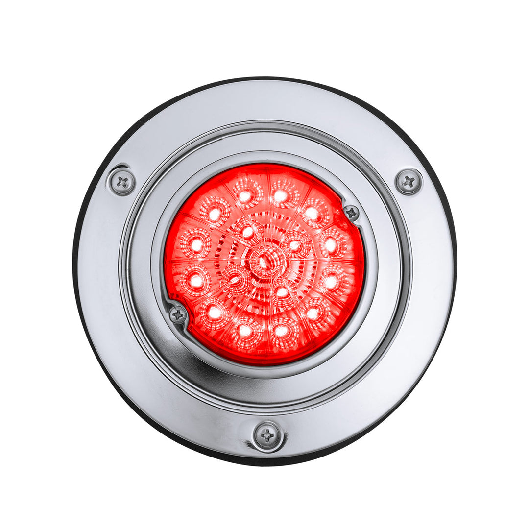 17 LED Dual Function Watermelon Reflector Light Sleeper Bunk Kit With 304 Stainless Steel Bezel - Red LED/Clear Lens