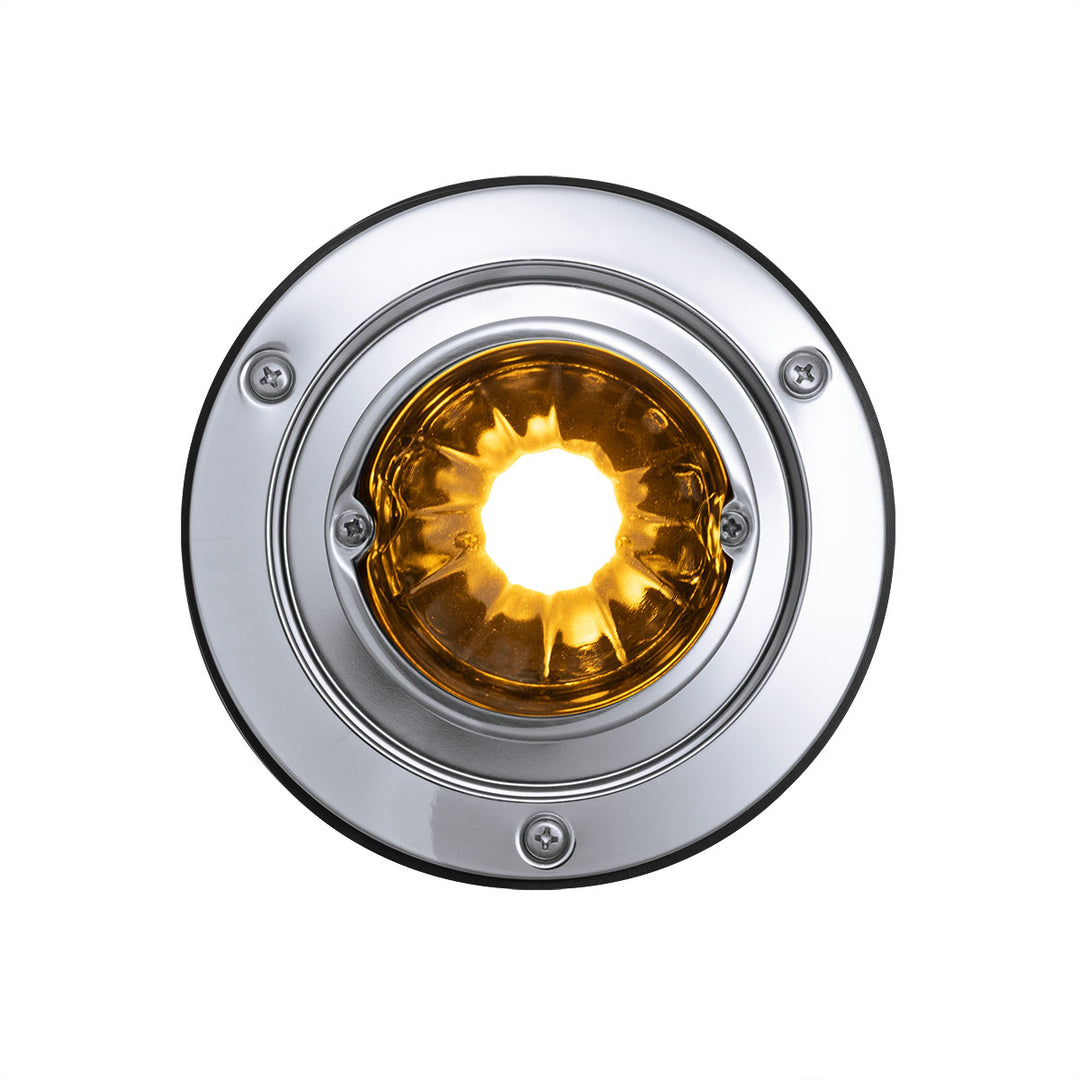 Dual Function Glass Watermelon Sleeper Bunk Kit With 304 Stainless Steel Bezel &amp; LED Bulb - Amber Lens/Amber LED