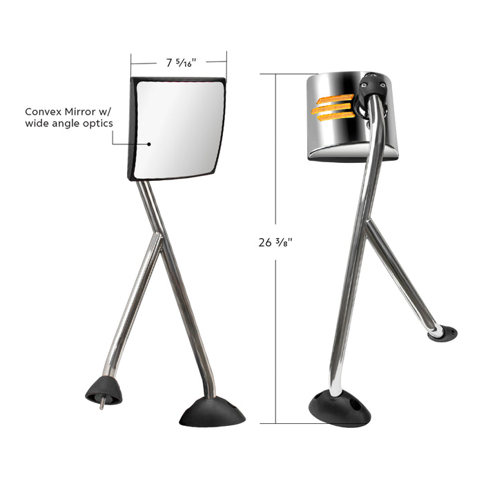 Stainless Steel Hood Mirror Assembly With Sequential LED Turn Signal For 2008-2017 International Prostar - Driver