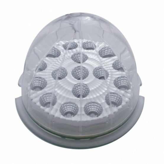 Fog Light Cover With 17 Amber LED Hi/Lo Reflector Light &amp; Visor For 2007-17 KW T660 - Passenger - Clear Lens
