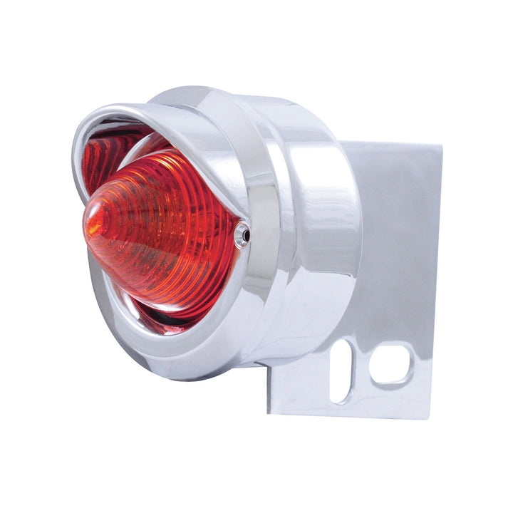 9 LED Beehive Mud Flap Hanger End Light With Visor - Red LED/Red Lens