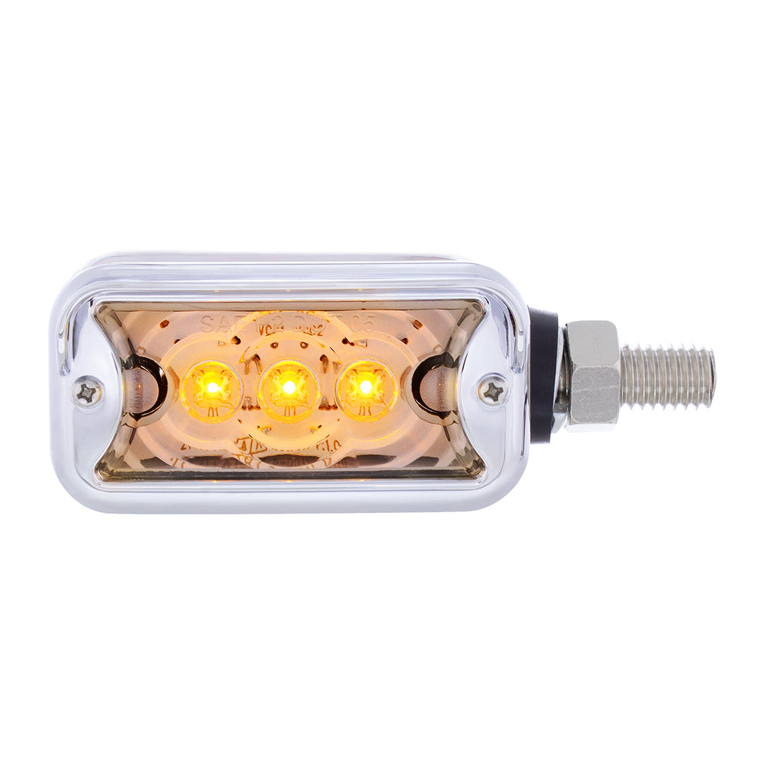 6 LED Single Function Double Face Light W/Visor - Horizontal Mount - Amber &amp; Red LED/Clear Lens