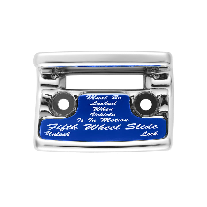 Chrome Plastic Fifth Wheel Switch Guard With Glossy Sticker For 1990-2010 Freightliner Classic - Blue Sticker