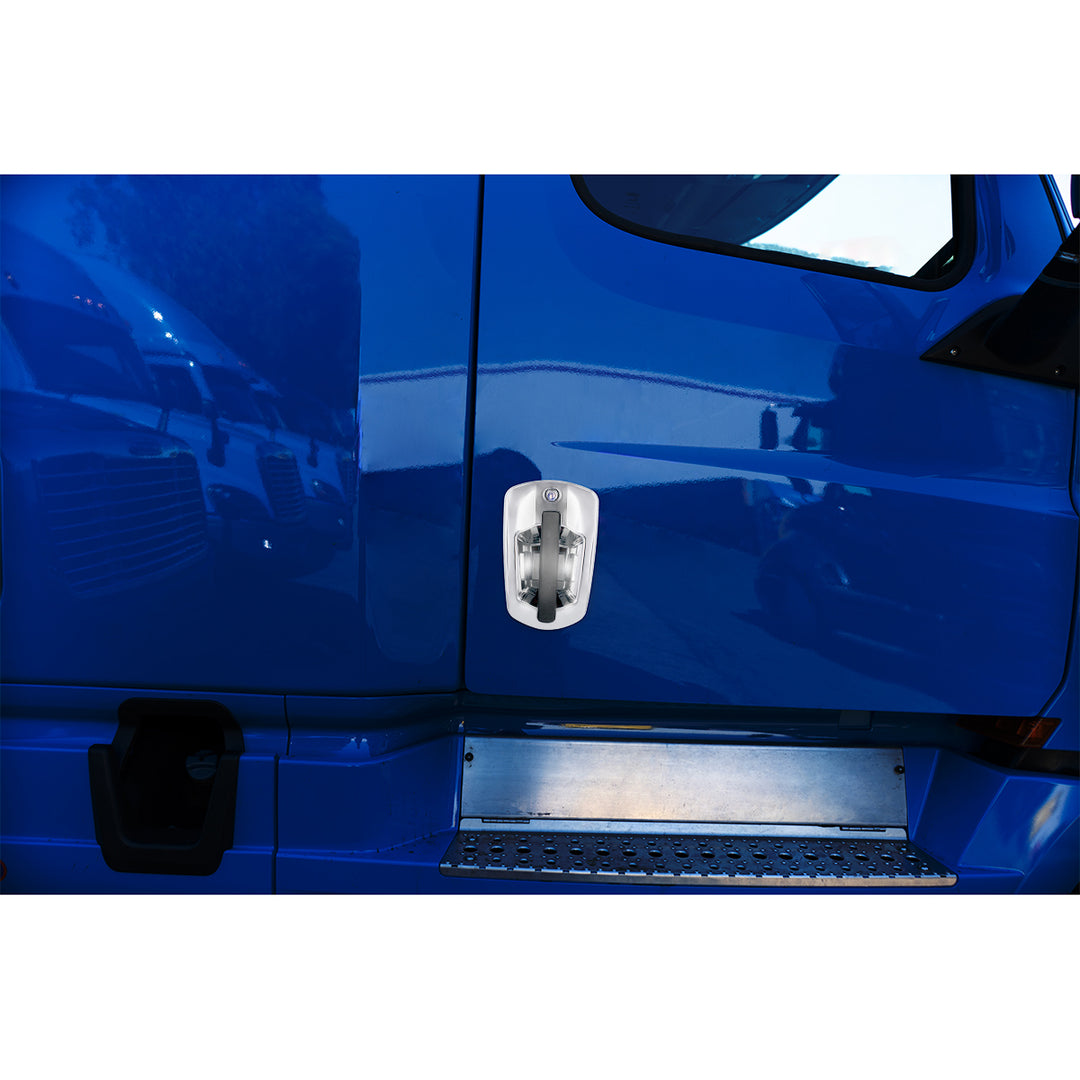 6 LED Chrome Door Handle Cover For 2018-2025 Freightliner Cascadia - Passenger, White LED