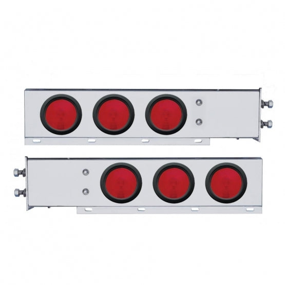 2" Bolt Pattern Stainless Spring Loaded Light Bar With 6 x 4" Lights &amp; Grommets (Pair)