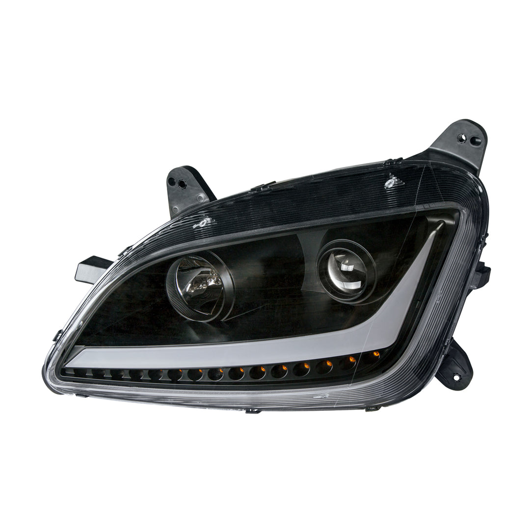 Black Projection Headlight With LED Position &amp; Signal For 2012-2021 Peterbilt 579 - Driver