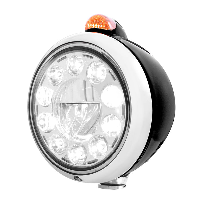 Black Guide 682-C Headlight 11 LED Bulb &amp; Dual Mode LED Signal - Amber Lens