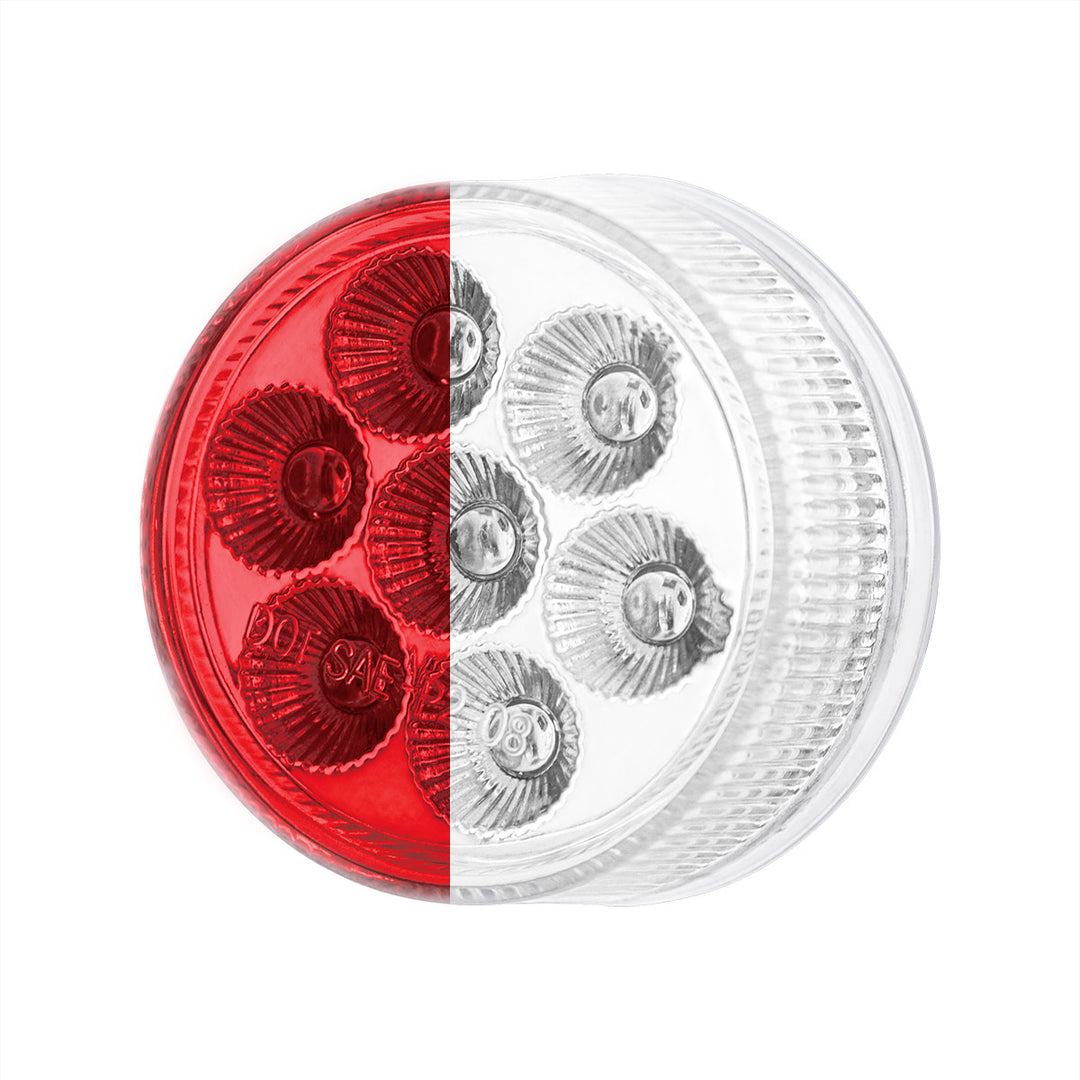 7 LED 2" Round Double Fury Light (Clearance/Marker) - Red &amp; White LED/Clear Lens