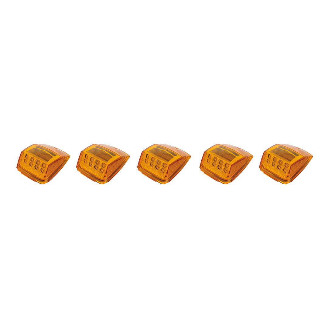 17 LED Reflector Square Cab Light - Amber LED/Amber Lens (5-Pack)
