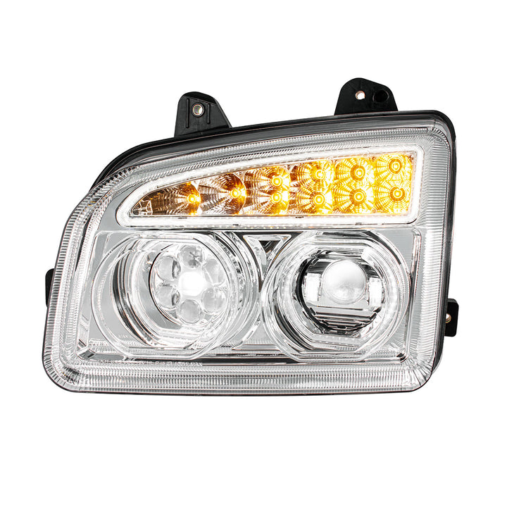 Chrome 11 LED Headlight For 2015-2024 Kenworth T880 - Driver