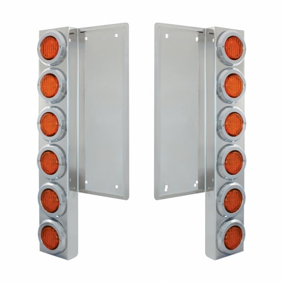 FL Stainless Steel Front Air Cleaner Bracket W/12 x 9 LED 2" Lights &amp; Bezels - Amber LED &amp; Lens