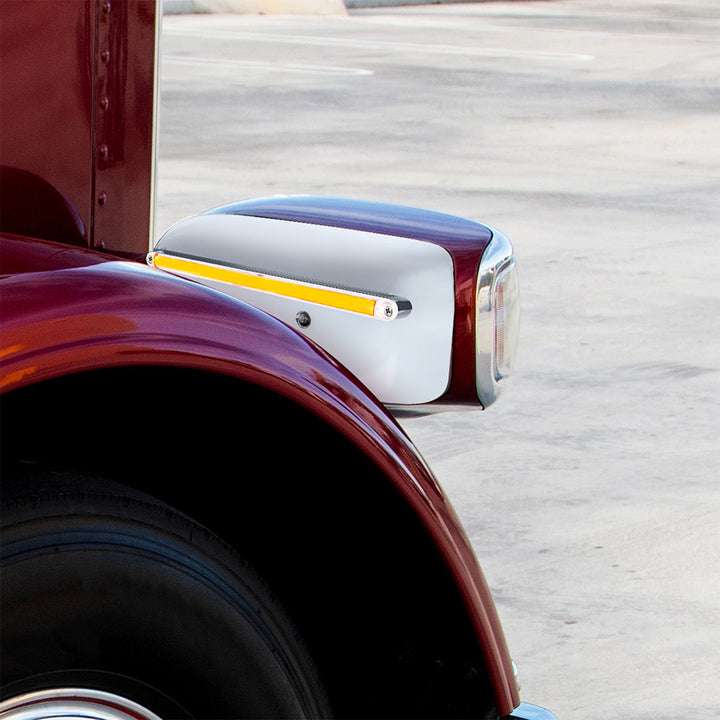 24 LED GloLight Rear Headlight Housing Cover For 2008-2023 Peterbilt 389 (Passenger) - Amber LED/Clear Lens
