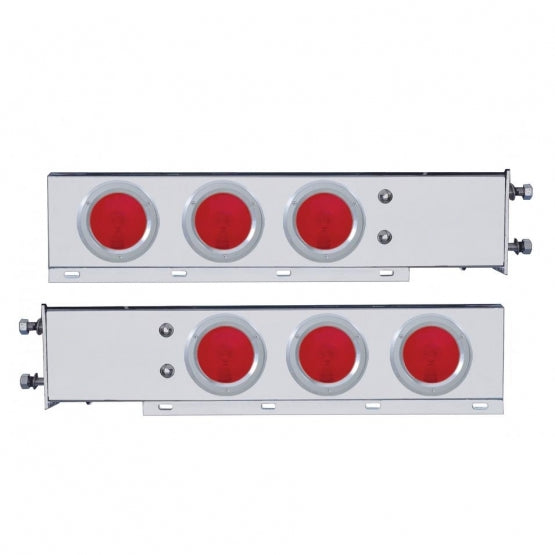 3-3/4" Bolt Pattern Deluxe Stainless Spring Loaded Light Bar With 6 x 4" Lights &amp; Bezels (Pair)