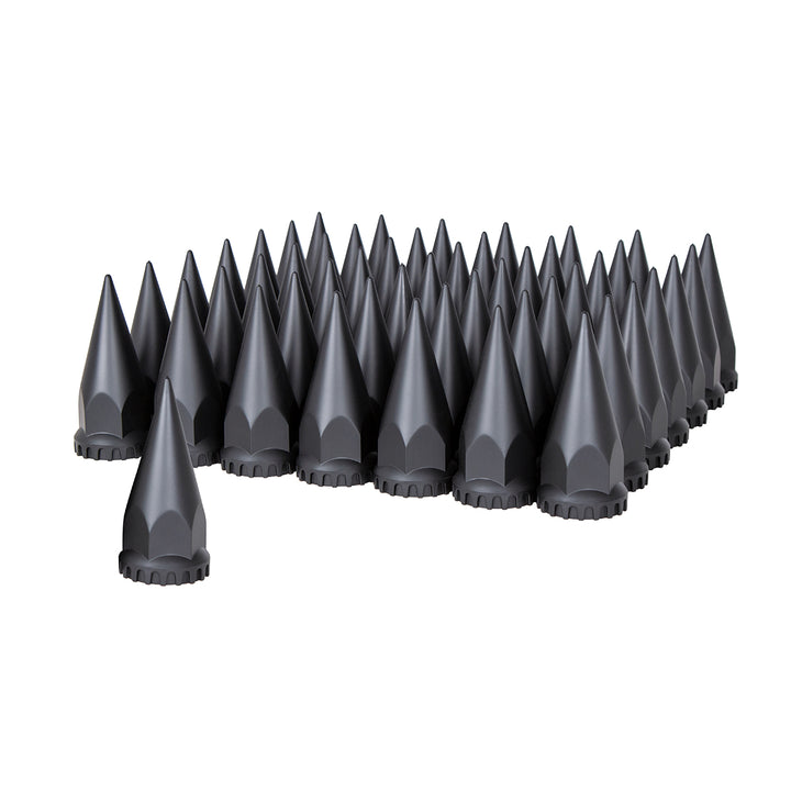 33mm X 4-3/4" Matte Black Spike Nut Covers With Flange - Thread-On (60-Pack)