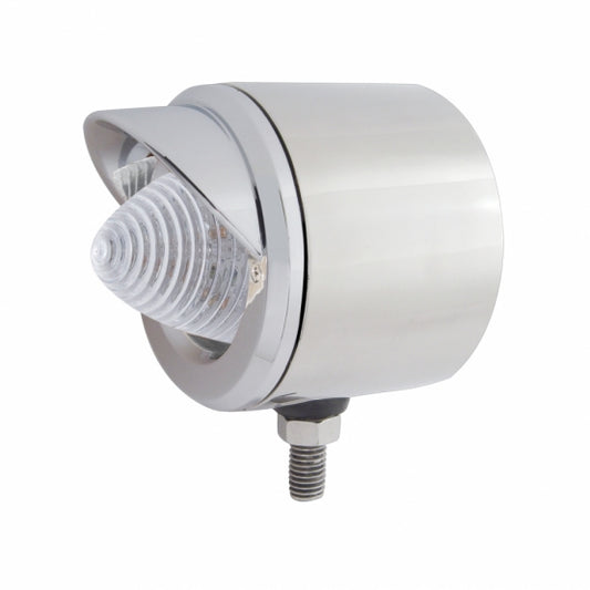 Stainless 2-1/2" Single Face Light With 13 LED 2-1/2" Beehive Light & Visor - Red LED/Clear Lens