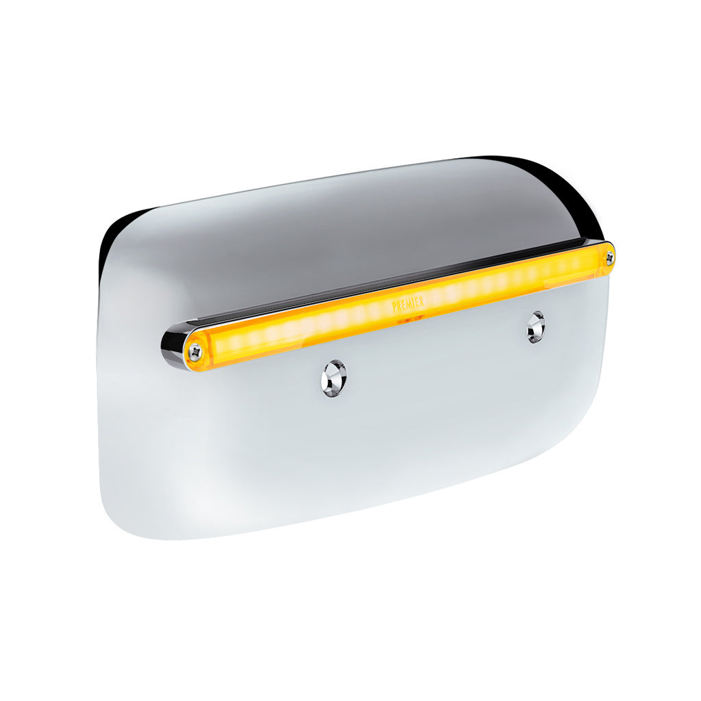 24 LED GloLight Rear Headlight Housing Cover For 2008-2023 Peterbilt 389 (Driver) - Amber LED/Lens