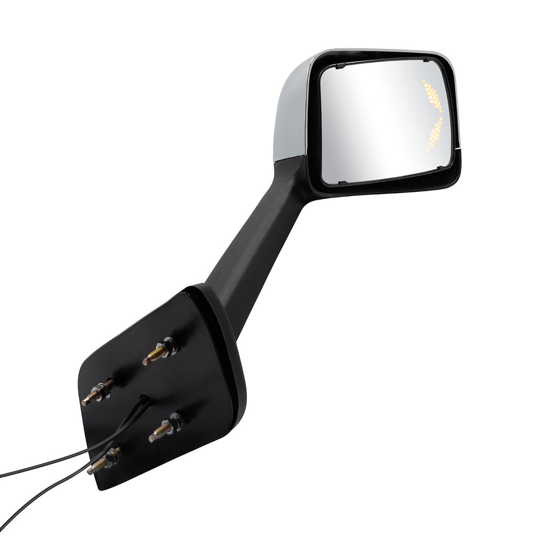 Chrome Plastic Hood Mirror Assembly With Sequential LED Turn Signals For 2018-2024 International LT - Passenger